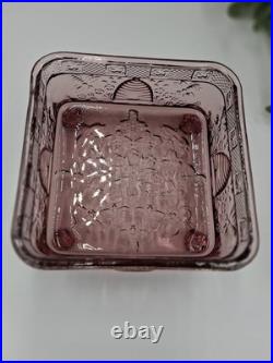 Indiana Tiara Glass Amethyst Purple Glass Honey Bee Hive Dish With Lid
