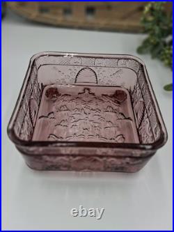 Indiana Tiara Glass Amethyst Purple Glass Honey Bee Hive Dish With Lid