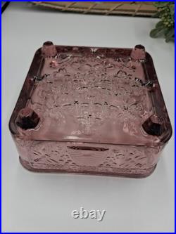 Indiana Tiara Glass Amethyst Purple Glass Honey Bee Hive Dish With Lid