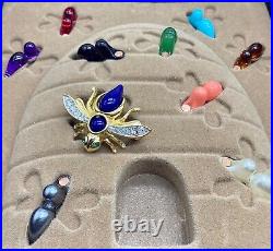 Joan Rivers Interchangeable Bee Brooch 10 Pieces Hive And Box Crystal Set Bee