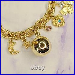 Kirks Folly charm bracelet chime ball beehive teddy bear acorn butterfly moon