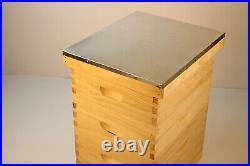 Langstroth Beehive 2 Super 1 Brood Flat Roof with Frames and wax