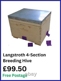 Langstroth Beehive 4 Section Breeding Hive Assembled with frames and Feeder