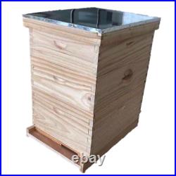 Langstroth Beehive Bee Keeping 2 Super 1 Brood Flat Roof Hive with Queen Excluder