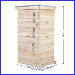 Langstroth Beehive Box 4 Tiers Wooden Hive Frames Beekeeping Honey Brood Box