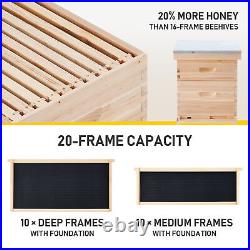 Langstroth Beehive Kit 20 Frame Box with 10 Deep & 10 Medium Frames