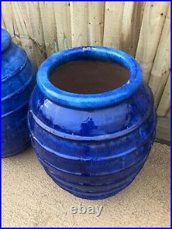 Large Terracotta olive jar Glazed ceramic ribbed pot Beehive pot