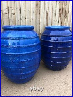 Large Terracotta olive jar Glazed ceramic ribbed pot Beehive pot