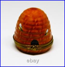 Limoges France Box Rochard Vintage Bee Hive & Bees Flower Inside Beehive