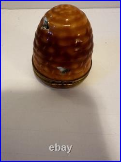 Limoges France Box Rochard Vintage Bee Hive & Bees Flower Inside Beehive