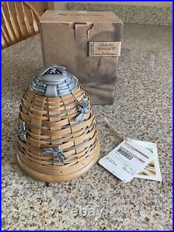 Longaberger 2010 Collectors Club Beehive Basket with3 Pewter Bee Tie Ons. NEW