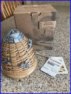 Longaberger 2010 Collectors Club Beehive Basket with3 Pewter Bee Tie Ons. NEW