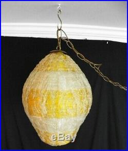 MID-CENTURY ATOMIC BEEHIVE Spaghetti Fiberglass Shade Hanging Swag Lamps Light