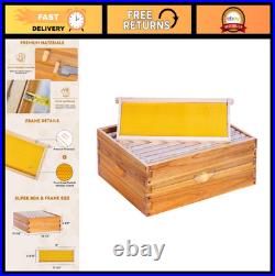 Medium Super Beehive Box 10 Frame Langstroth Honey Bee Hive Kit Beeswax Coated