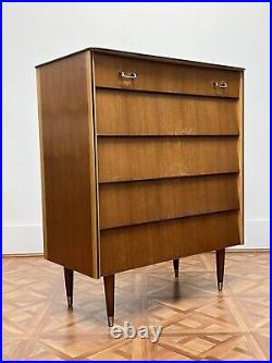 Mid Century Retro Teak Avalon Yatton Bee Hive Chest Of 5 Drawers