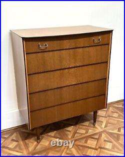 Mid Century Retro Teak Avalon Yatton Bee Hive Chest Of 5 Drawers