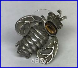 Mignon Faget 925 Sterling Silver Hive Collection Citrine Bee Cuff Lapel Pin
