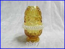 Moon and Stars Fenton LG Wright AMBER Beehive Fairy Courting Candle Lamp Light