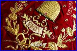 Museum Class Belgian 1884 Red Silk Velvet Assoc Panel Elevated Goldwork Beehive