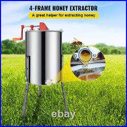 NEW 4 Frame Manual Honey Extractor Beekeeping Bee Hive Equipment Stainless Steel