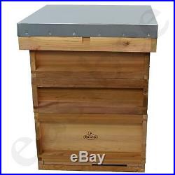 National Bee Hive Gabled Roof Cedar 2 Super 1 Brood with frames and wax easibee