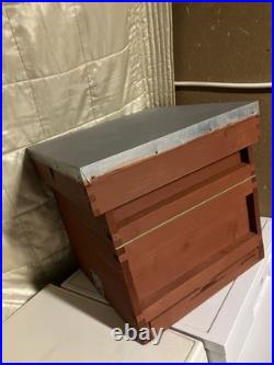 National Cedar Beehive +1 Super with Frames and Wired Wax Foundation, Red