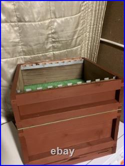 National Cedar Beehive +1 Super with Frames and Wired Wax Foundation, Red
