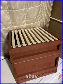 National Cedar Beehive +1 Super with Frames and Wired Wax Foundation, Red