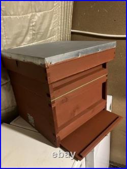 National Cedar Beehive +1 Super with Frames and Wired Wax Foundation, Red