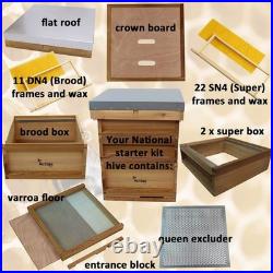 National Cedar Beehive Starter Kit with Brood & Super Boxes Frames Wax Apiary