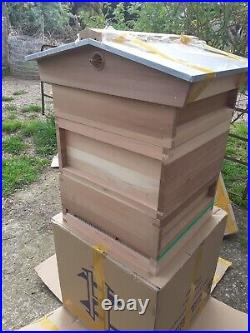 National Hive Beehive with Gabled Roof Fully Assembled With Frames Suit & Smoker
