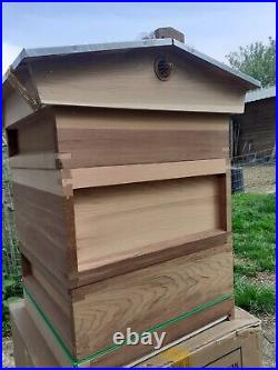 National Hive Beehive with Gabled Roof Fully Assembled With Frames Suit & Smoker