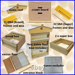 National Pine Bee Hive Starter Kit with Frames and Wax Gabled Roof