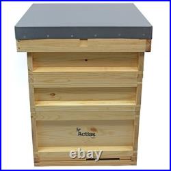 National Pine Beehive Starter Kit Flat Roof Brood & Super Boxes Frames Wax Hive