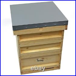 National Pine Beehive Starter Kit Flat Roof Brood & Super Boxes Frames Wax Hive