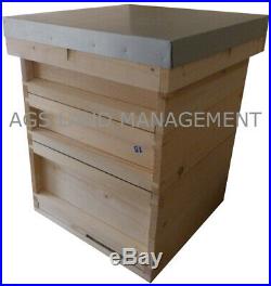National bee hive with brood box and two supers. Beekeeping beehive kit hives