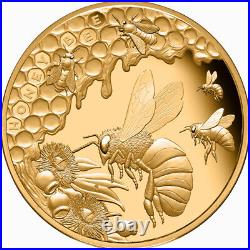 Niue 2022 HONEY BEE & Hive $100 1 Troy Oz Pure Gold Proof in OGP-MINTAGE JUST 99