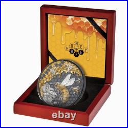 Niue 2026 HONEY BEE & Hive $10 5 Oz Pure Silver GILDED BLACK PROOF-MINTAGE 350