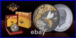 Niue 2026 HONEY BEE & Hive $10 5 Oz Pure Silver GILDED BLACK PROOF-MINTAGE 350