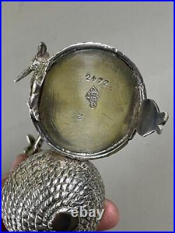 Novelty Victorian Silverplate Beehive Honey Jam Pot Condiment Set