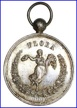 O664, Belgium, c1900 Silvered Bronze Medal, Flora Society, Bee Hive, Apiculture