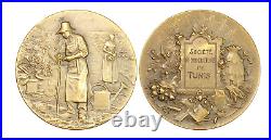 O917, France, Art Nouveau Bronze Medal, Apiculture, Bee Hive, Horticulture