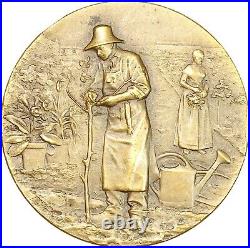 O917, France, Art Nouveau Bronze Medal, Apiculture, Bee Hive, Horticulture