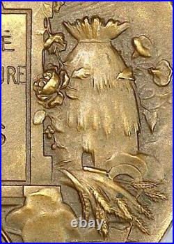 O917, France, Art Nouveau Bronze Medal, Apiculture, Bee Hive, Horticulture