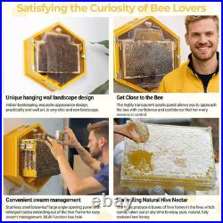 Observation Beehive Starter Kit with 3 Frames & 6 Honeycomb Trays, Wall-Mounted