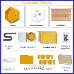 Observation Beehive Starter Kit with 3 Frames & 6 Honeycomb Trays, Wall-Mounted