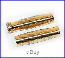 Old School Solid Brass Beehive 1 Ribbed Grips 1973-2012 Harley Bobber Chopper