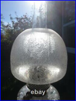 Original Antique Acid Etched Beehive Duplex Oil Lamp Shade