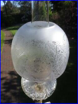 Original Antique Acid Etched Beehive Duplex Oil Lamp Shade