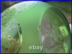 Original Antique Veritas Beehive Green Acid Etched Duplex Oil Lamp Shade